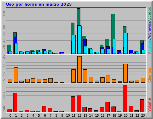 Uso por horas en marzo 2025 Uso por horas en marzo 2025